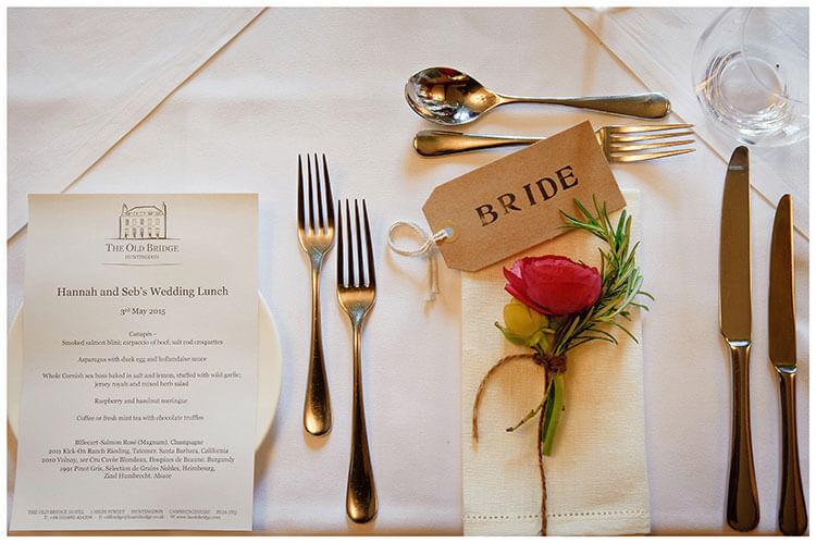 brides wedding table setting