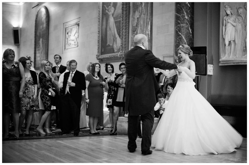 bride and groom first dance at woburn sculpture gallery wedding