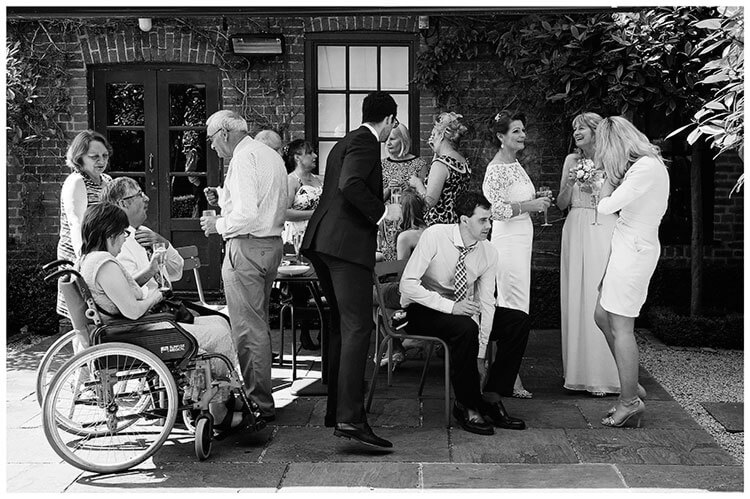 Old Bridge Hotel Huntingdon wedding guests outside