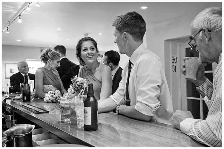 Old Bridge Hotel Huntingdon wedding guests ordering drinks