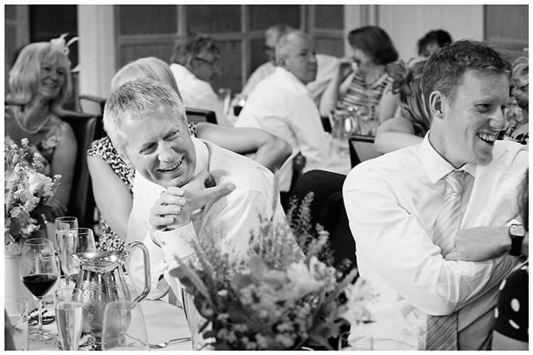 Old Bridge Hotel Huntingdon wedding guests laughing at speeches