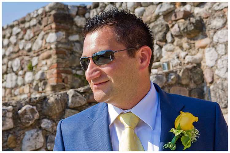 lake garda wedding photography groom in sunglasses portrait