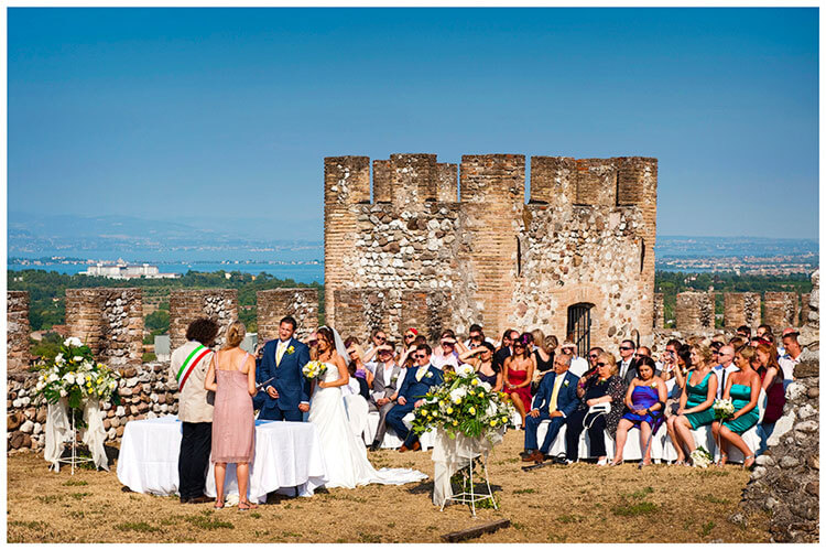 wedding Ceremony Castello di Lonato lake garda in background