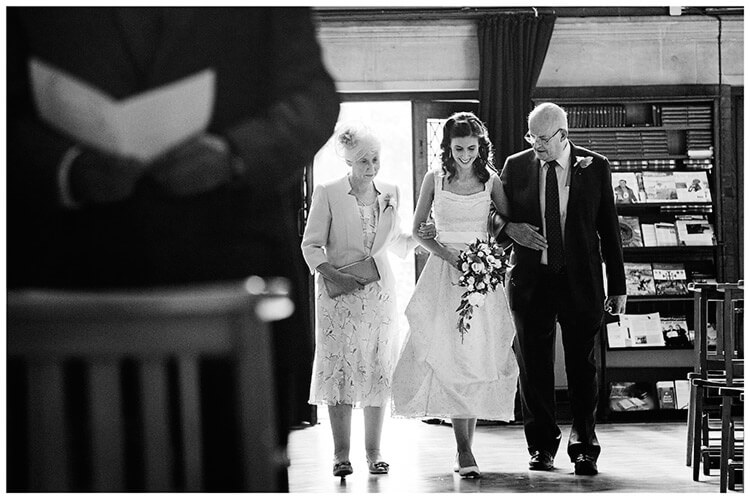 Michaelhouse wedding bride walks down aisle with father and mother