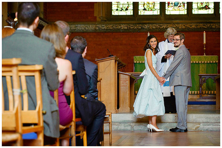 Michaelhouse wedding bride groom look at guests during ceremony