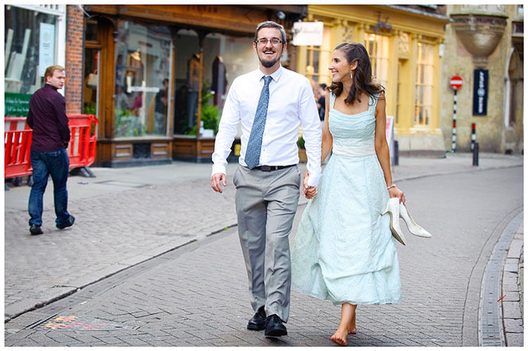 Michaelhouse wedding smiling bride groom walking, bride carrying her shoes