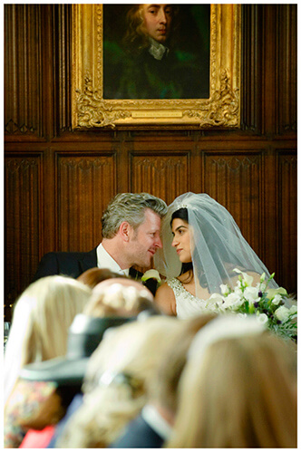 Christ’s College wedding bride groom eyes only for each other