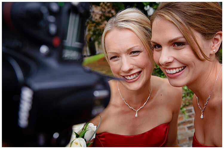 Wedding Photography at Tattersalls bridesmaids camera