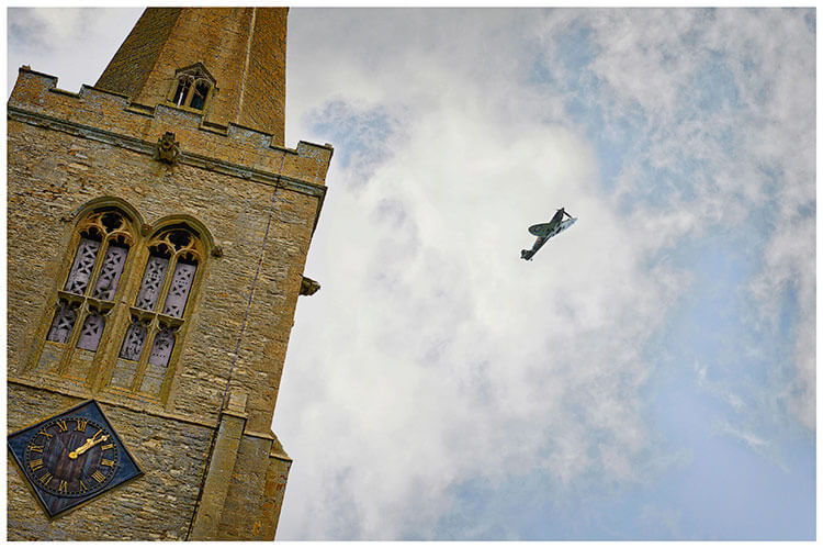 Buckden Church wedding spitfire plane flying past