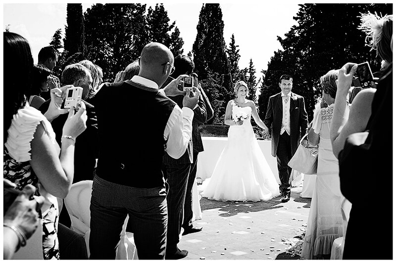 bride groom start to walk down aisle at end of ceremony