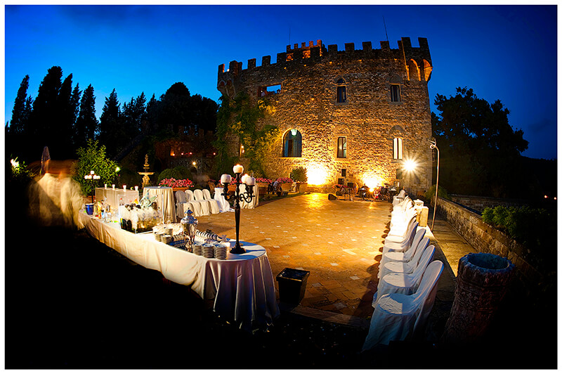 Castello di Vincigliata wedding venue at night