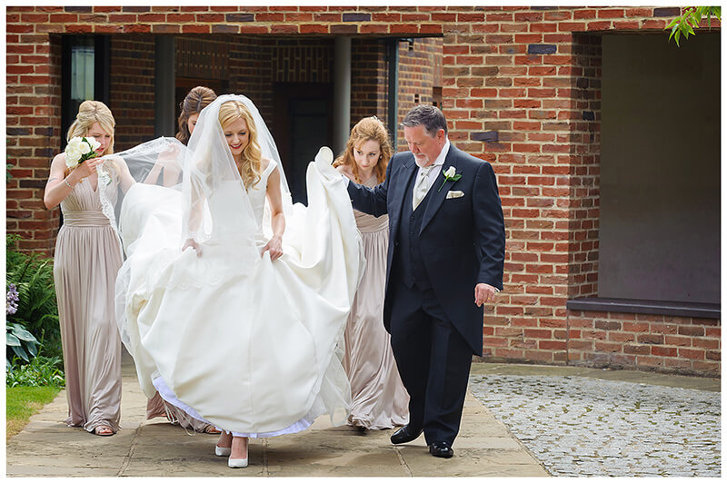 Bridal Party enters Queens College Cambridge