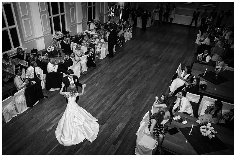 bride groom first dance in grand dining hall