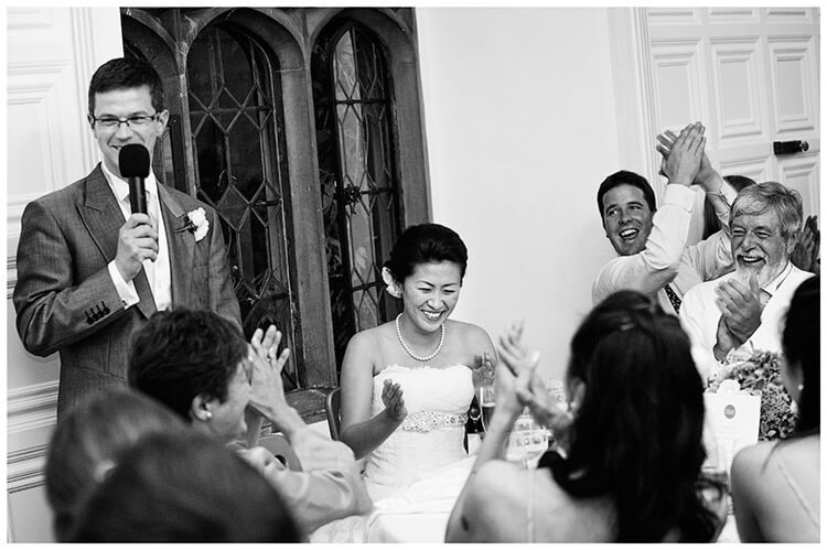 hengrave hall wedding grooms speech applause laughter