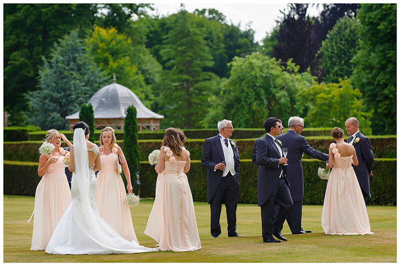 bridal party in gardens chippenham park 
