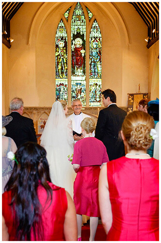Leicestershire Kirby Muxloe wedding bride arrives at alter to see her future husband