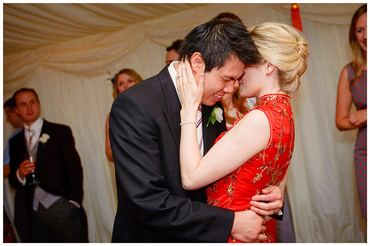 Leicestershire Kirby Muxloe wedding bride groom embrace on dance floor