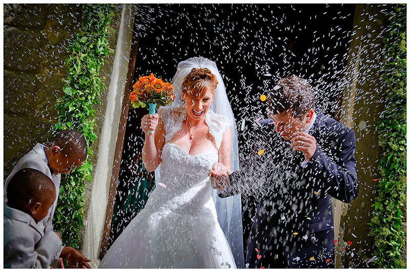 Fraternita di Romena Tuscany Wedding Photography confetti throwing