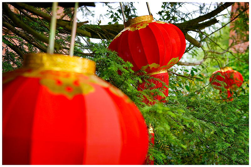 English Garden multicultural wedding chinese lanterns