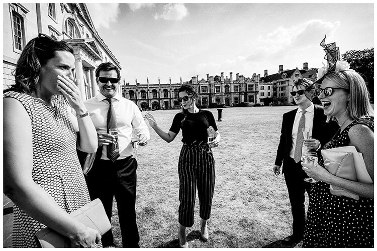 Wedding guests in Kings College Gardens during wedding reception favourite wedding photography 2018